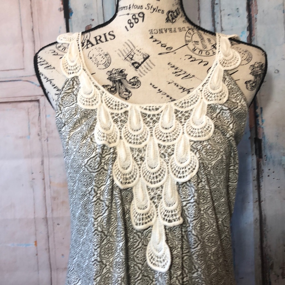 Anthro C Keer Granada Lace Strap Tank Top Sequins